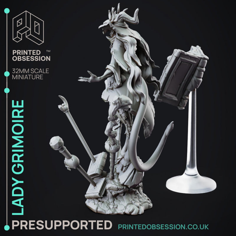 Lady Grimoire - Teifling Arch Mage - PRESUPPORTED -  32mm scale - Foundling