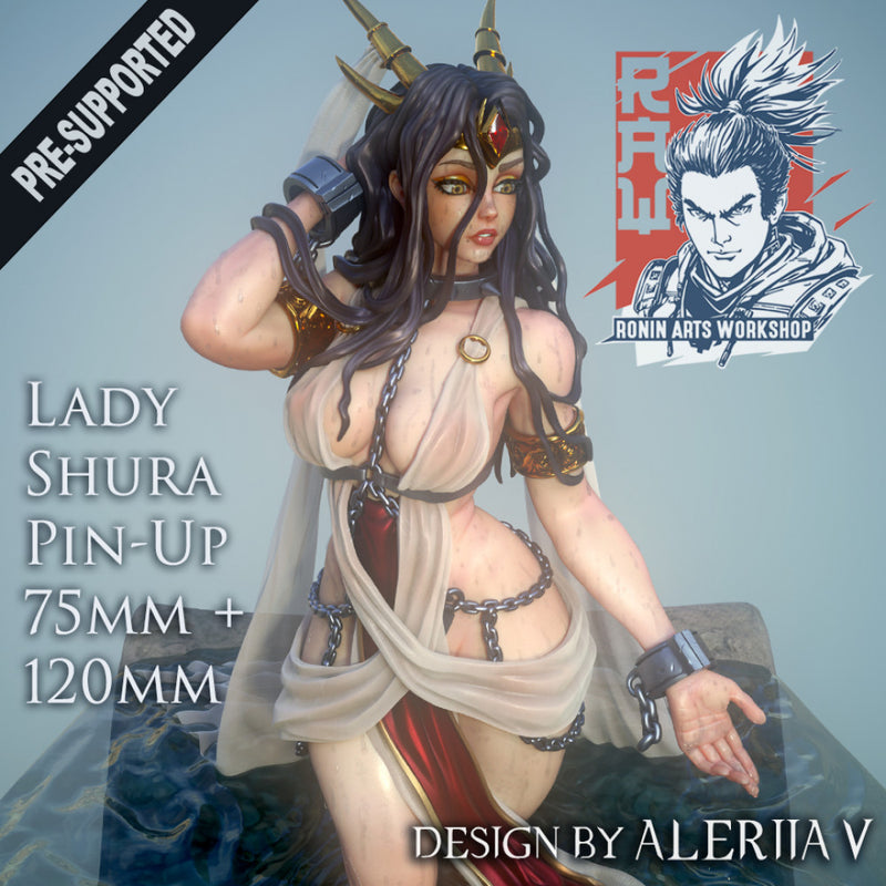 Lady Shura Pin Up - 75 and 120mm - STL only - Only-Games