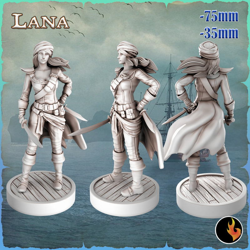 Pirate Adventurer  Fighter Lana - Pirate Fighter Adventurer - 75mm + 35mm Scale