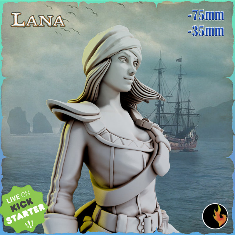 Pirate Adventurer  Fighter Lana - Pirate Fighter Adventurer - 75mm + 35mm Scale