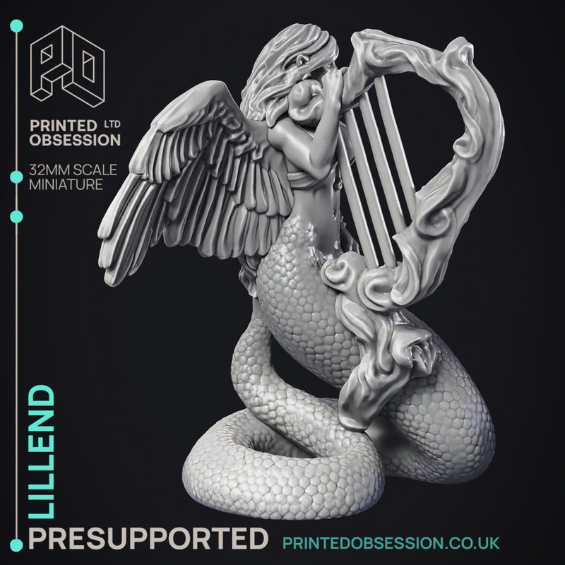 Lillend - Snake angel - Celestial bard - PRESUPPORTED - Heaven Hath no Fury - 32 mm
