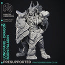 Dragonborn Paladin - Longfang -  PRESUPPORTED - Illustrated and Stats - 32mm scale
