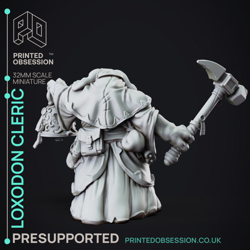 Loxodon Cleric - Large NPC - PRESUPPORTED - 32mm Scale - Only-Games