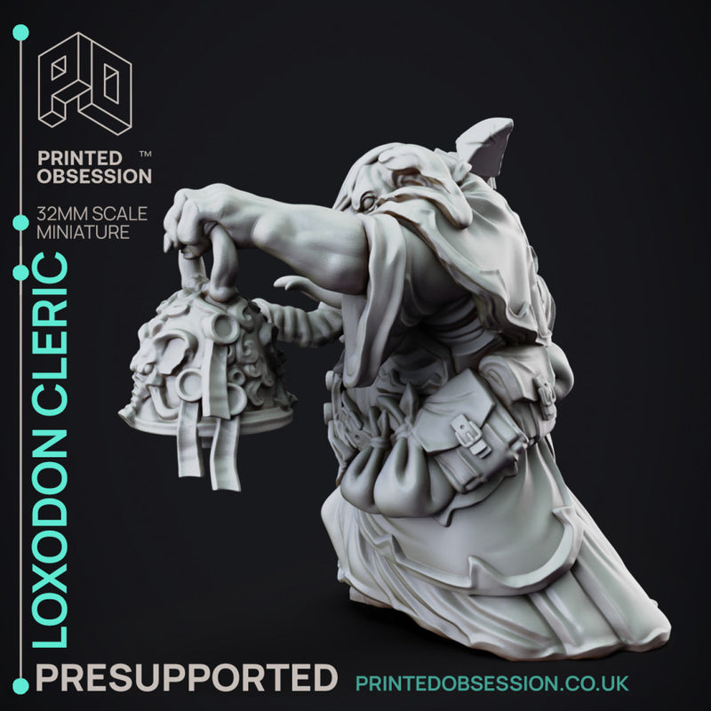 Loxodon Cleric - Large NPC - PRESUPPORTED - 32mm Scale - Only-Games