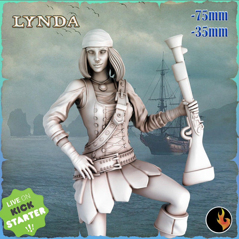 Pirate Gunner Lynda - Pirate Gunner Treasure Hunter - 75mm + 35mm Scale