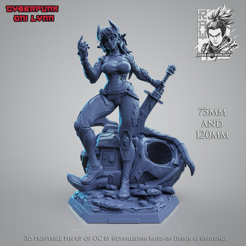Cyberpunk Oni Lynn - Pin Up (NSFW) - STL only - Only-Games