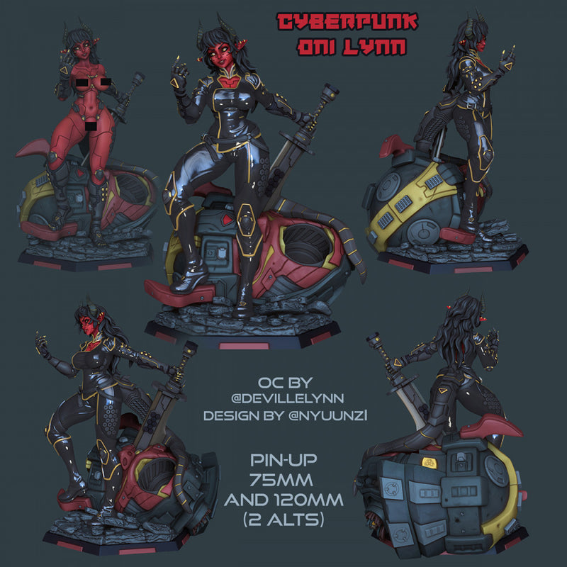 Cyberpunk Oni Lynn - Pin Up (NSFW) - STL only - Only-Games