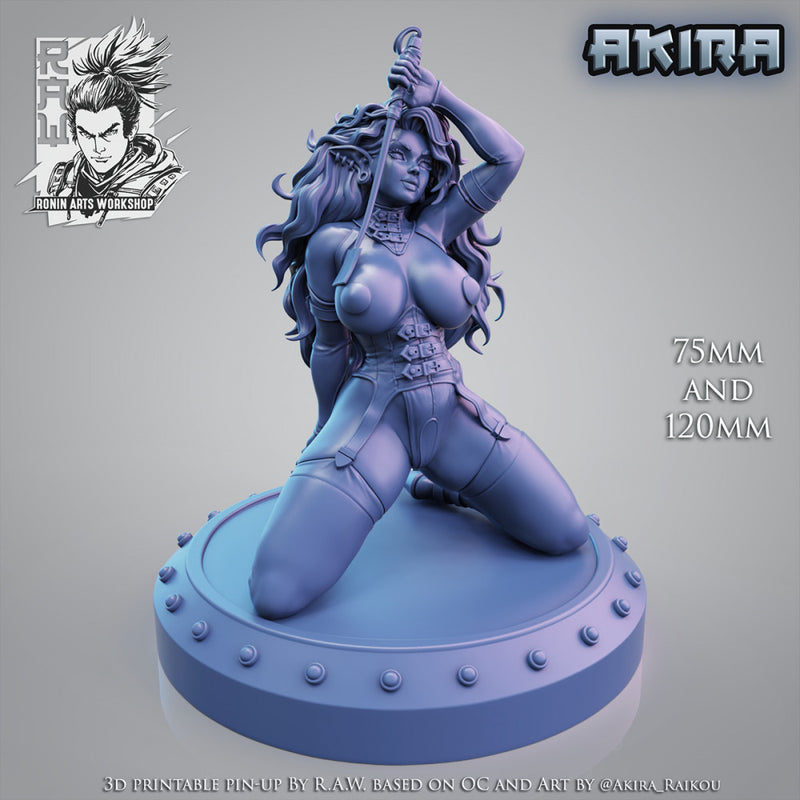 Akira - Dark Elf Pin-Up (75mm+120mm) - STL only - Only-Games
