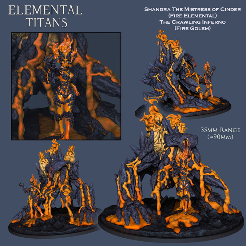 Fire Golem + Fire Elemental Combo - STL only - Only-Games