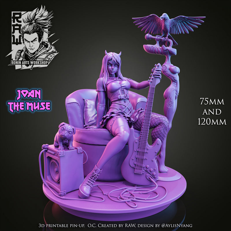 Joan The Muse (NSFW) - 75mm and 120mm Pin-Up - STL only - Only-Games