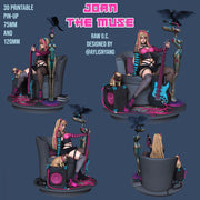 Joan The Muse - 75mm and 120mm Pin-Up - STL only - Only-Games