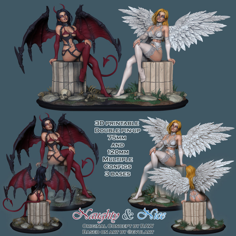 Naughty and Nice - Double Pin-Up Kit - STL only - Only-Games