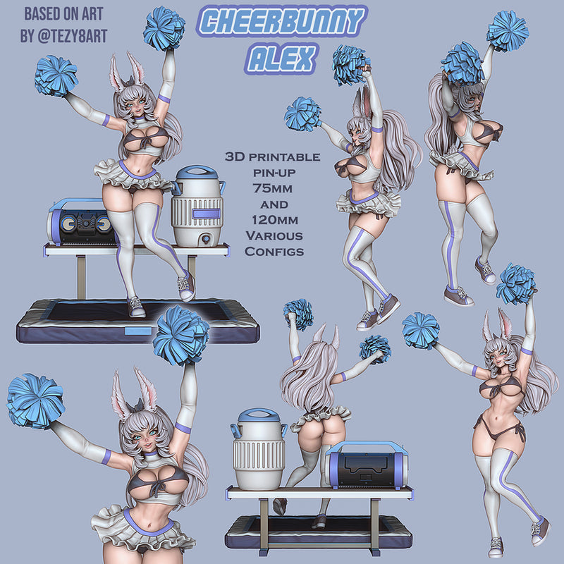 Cheerbunny Alex (NSFW) - 75mm and 120mm Pin-Up - STL only - Only-Games