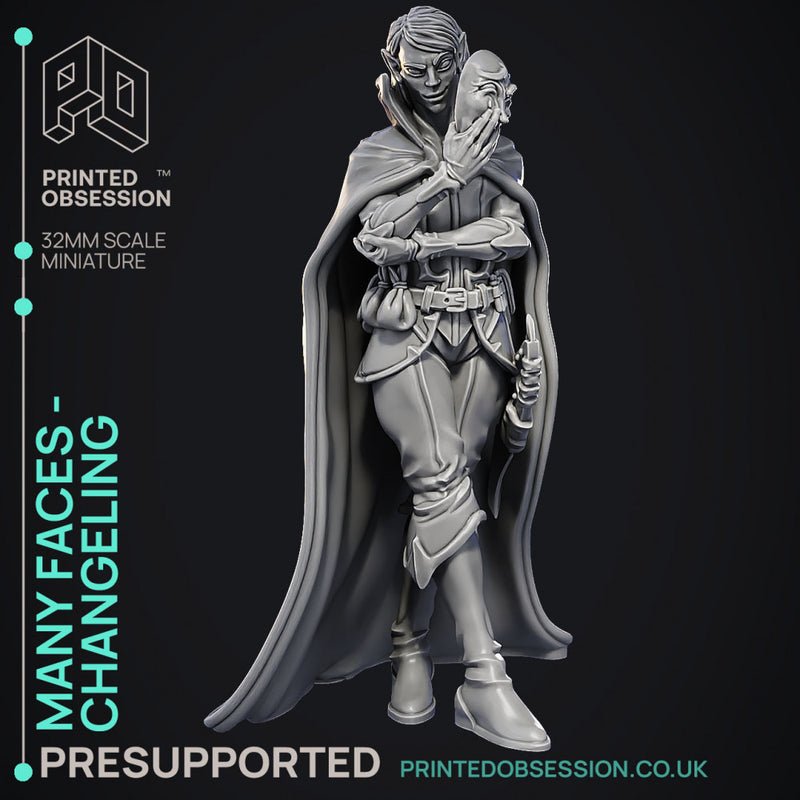 Changeling Theif - Many Faces -  PRESUPPORTED - Illustrated and Stats - 32mm scale