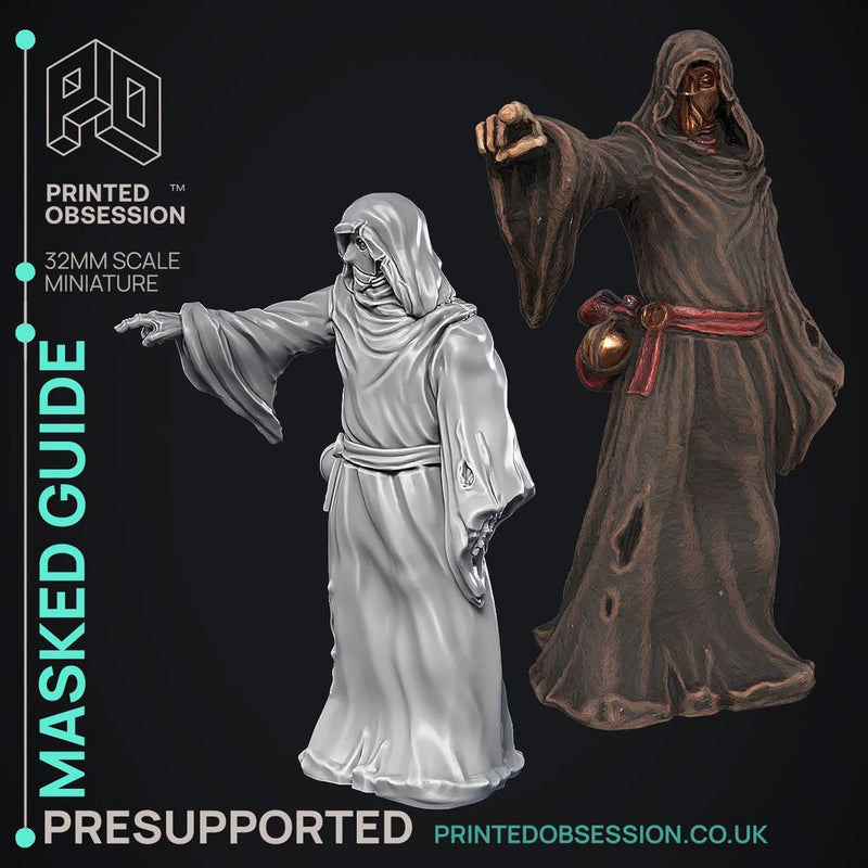 The Masked Guide - Wondering Desert -  PRESUPPORTED - Illustrated and Stats - 32mm scale