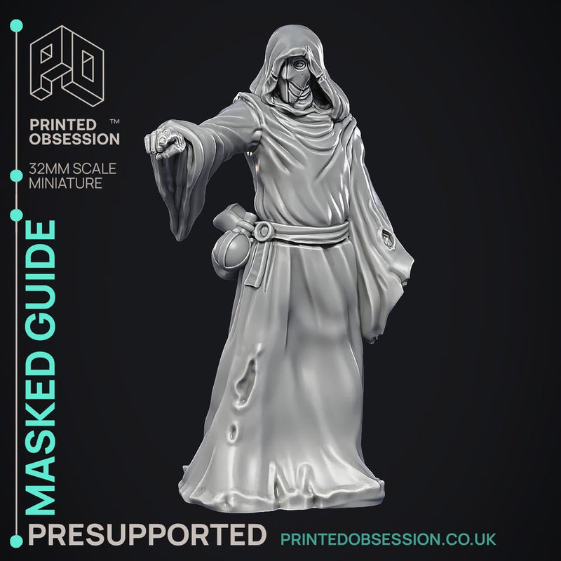 The Masked Guide - Wondering Desert -  PRESUPPORTED - Illustrated and Stats - 32mm scale