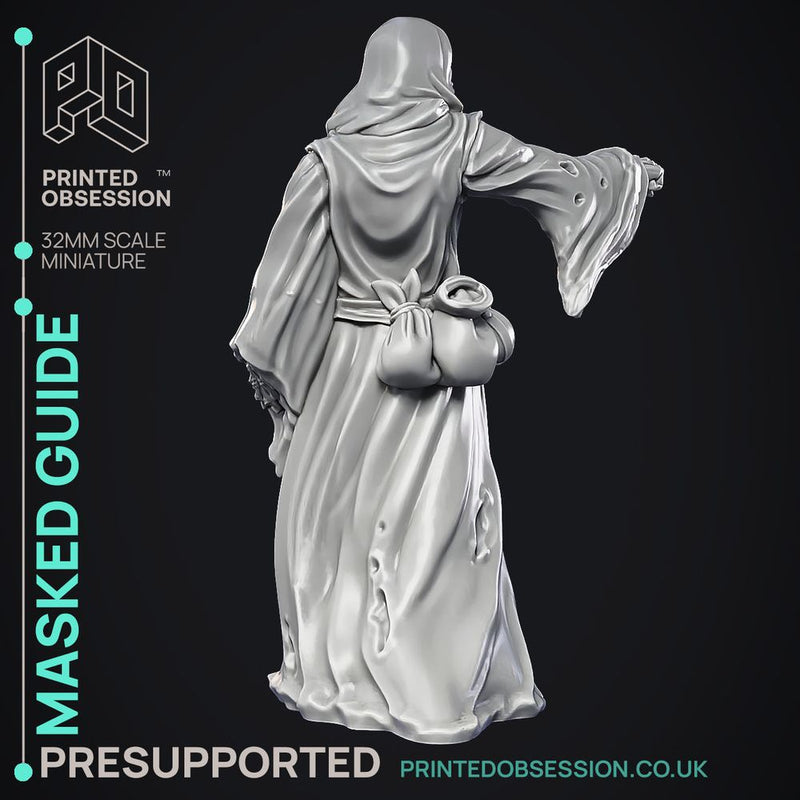 The Masked Guide - Wondering Desert -  PRESUPPORTED - Illustrated and Stats - 32mm scale - Only-Games