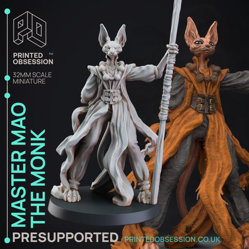 Tabaxi Monk - Tabaxi Caravan - PRESUPPORTED - 32mm scale - Illustrated & Stats - Only-Games