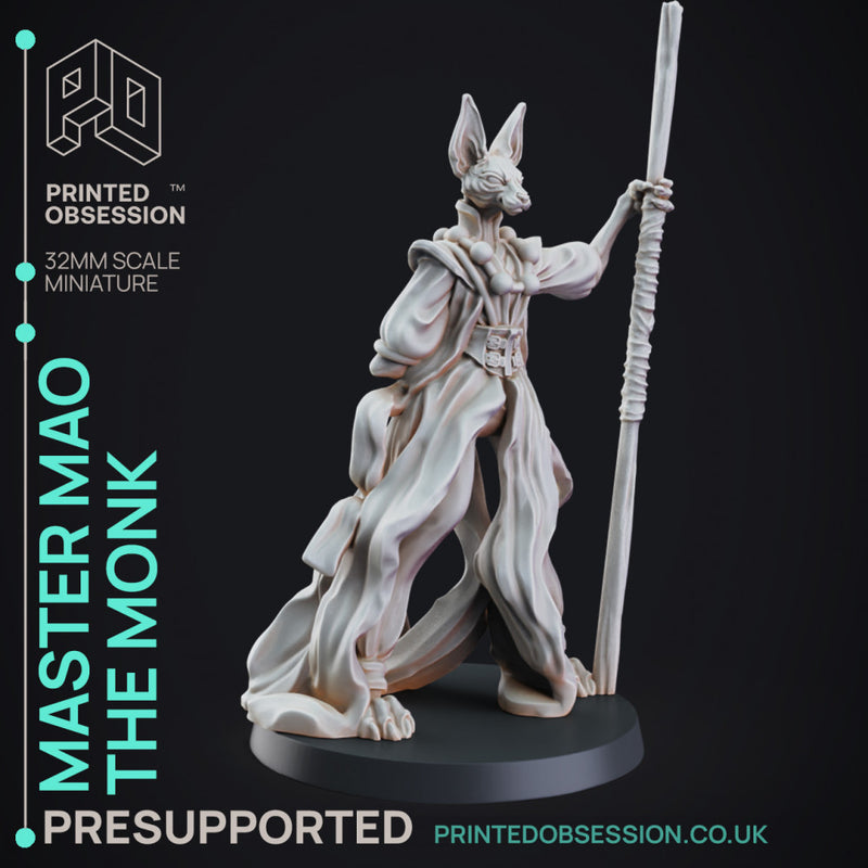 Tabaxi Monk - Tabaxi Caravan - PRESUPPORTED - 32mm scale - Illustrated & Stats