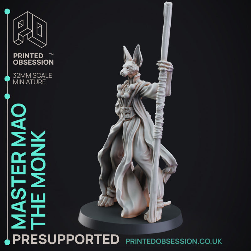 Tabaxi Monk - Tabaxi Caravan - PRESUPPORTED - 32mm scale - Illustrated & Stats