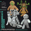 Gingerbread Medusa & Victoms - 3 Models -  PRESUPPORTED - Illustrated and Stats - 32mm scale