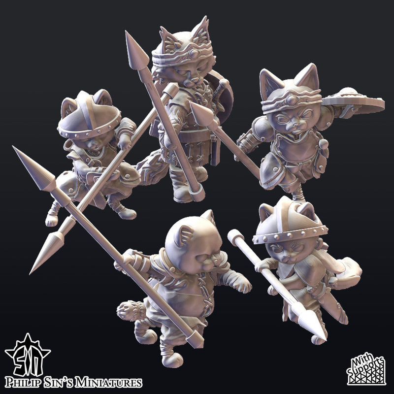 Seasoned Cat Adventurers (with 5 weapon options) - Only-Games