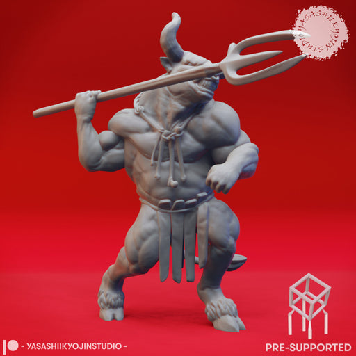 Minotaur Trident - Book of Beasts - Tabletop Miniature (Pre-Supported) - Only-Games