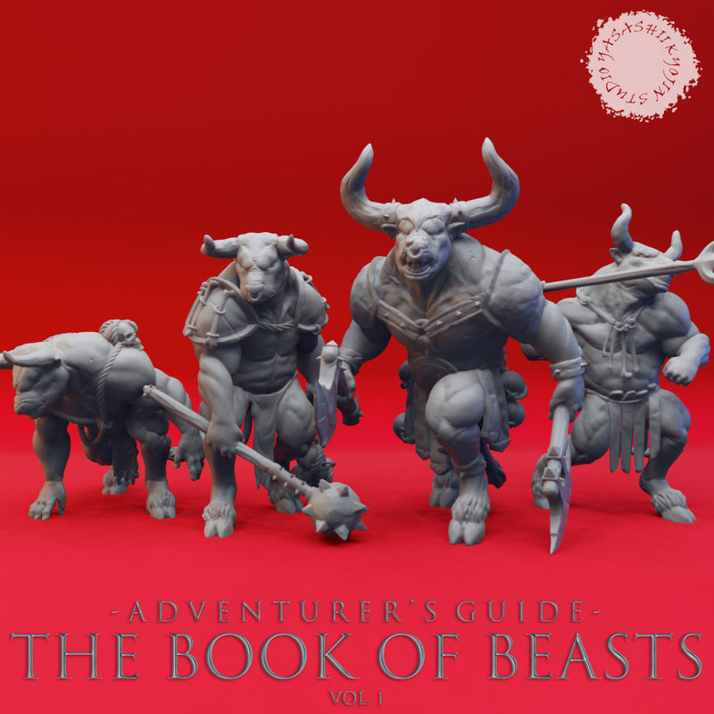 Minotaur Warband - Book of Beasts - Tabletop Miniatures (Pre-Supported)