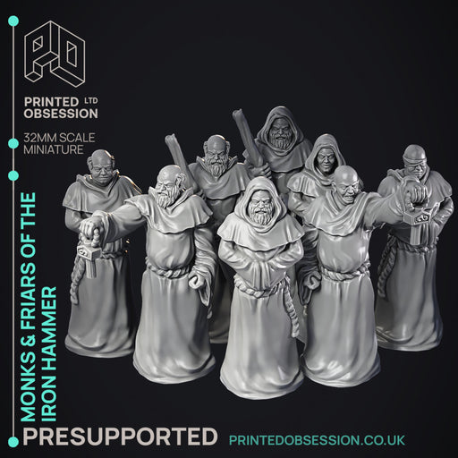 Friars & Monks of the Iron hammer - 8 Models - PRESUPPORTED - 32mm scale - Only-Games