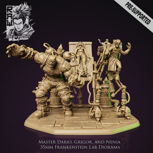 Master Dario, Grigor, and Nenia - Frankenstein's Lab Diorama - STL only - Only-Games