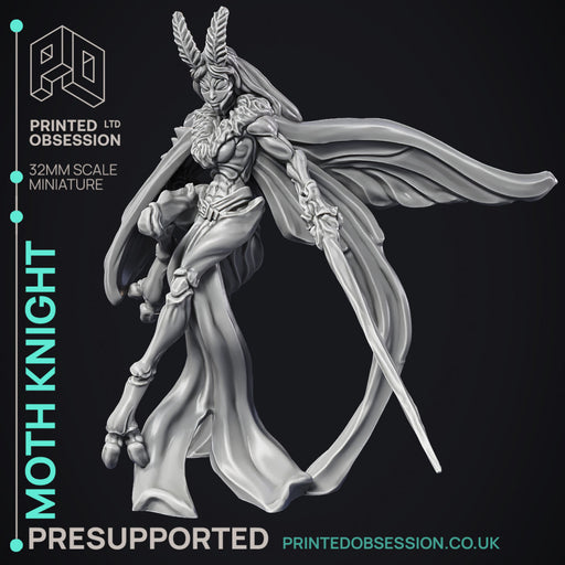 Moth Knight - Medium Fighter - PRESUPPORTED - 32mm Scale - Only-Games