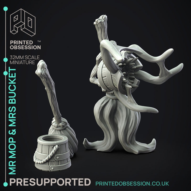 Mr Mop & Mrs Bucket - Mimic Couple -  PRESUPPORTED - Illustrated and Stats - 32mm scale