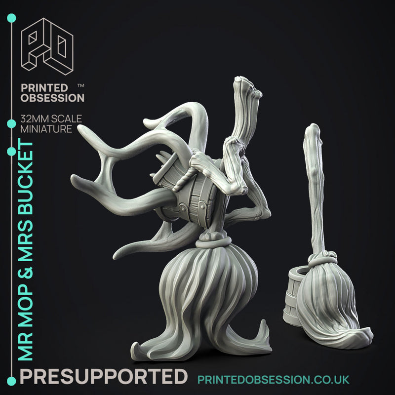 Mr Mop & Mrs Bucket - Mimic Couple -  PRESUPPORTED - Illustrated and Stats - 32mm scale