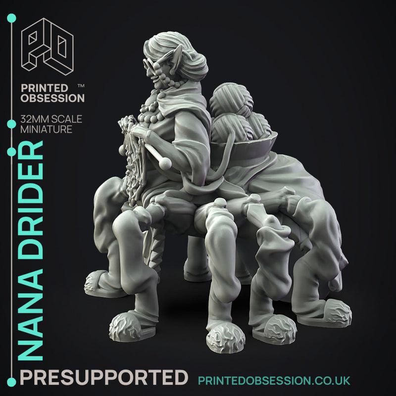Nana Drider - Spider Woman -  PRESUPPORTED - Illustrated and Stats - 32mm scale