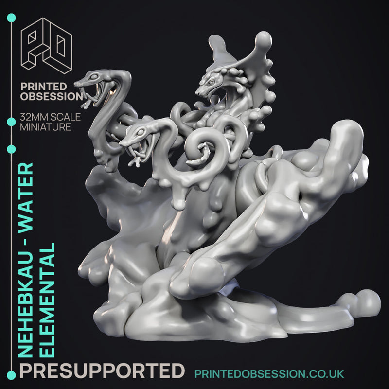 Nehebkau - Water Elemental - Godly Avatars -  PRESUPPORTED - Illustrated and Stats - 32mm scale