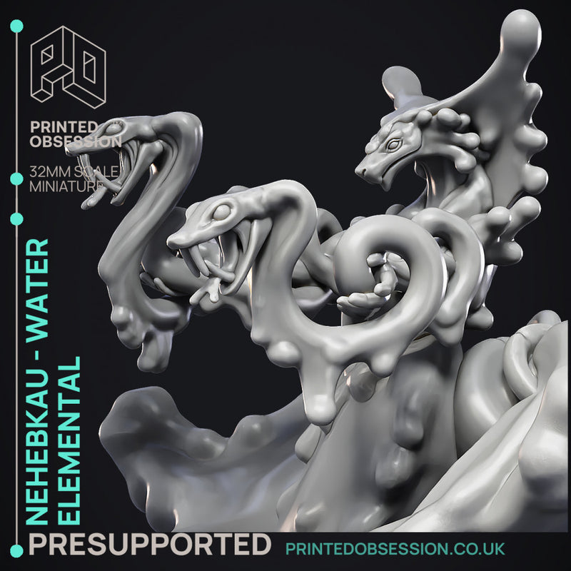 Nehebkau - Water Elemental - Godly Avatars -  PRESUPPORTED - Illustrated and Stats - 32mm scale