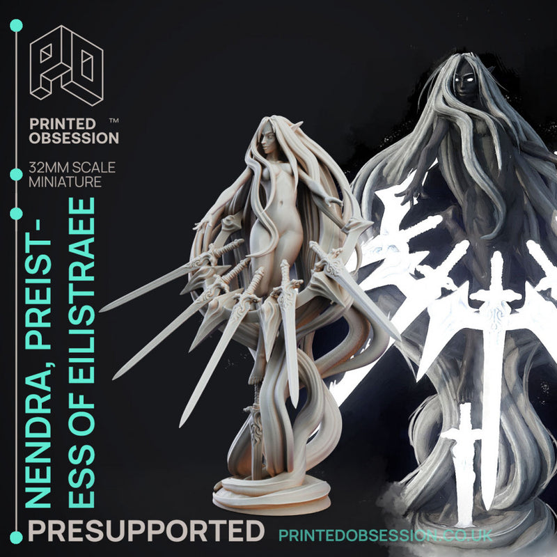Nendra - Preistess of Eilistraee - PRESUPPORTED - Deity Fight Club - 32mm scale