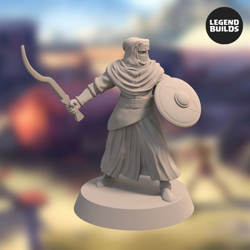 Night’s Cult Soldier with Sword and Shield - Pose 1 - Miniature – STL file - Only-Games
