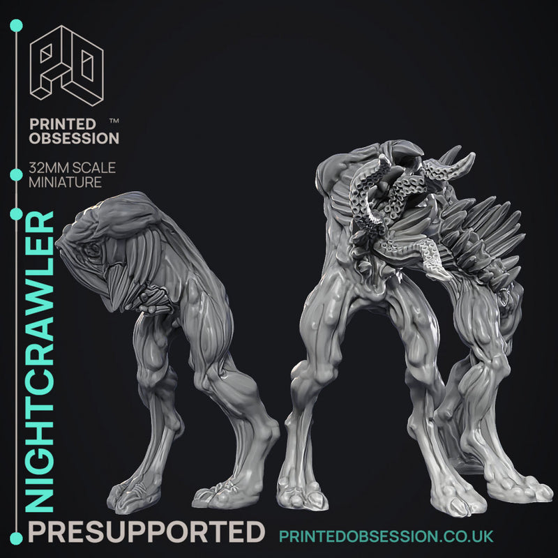 Night Crawler - 3 Models - Cryptids of the Darkwoods -  PRESUPPORTED - Illustrated and Stats - 32mm scale