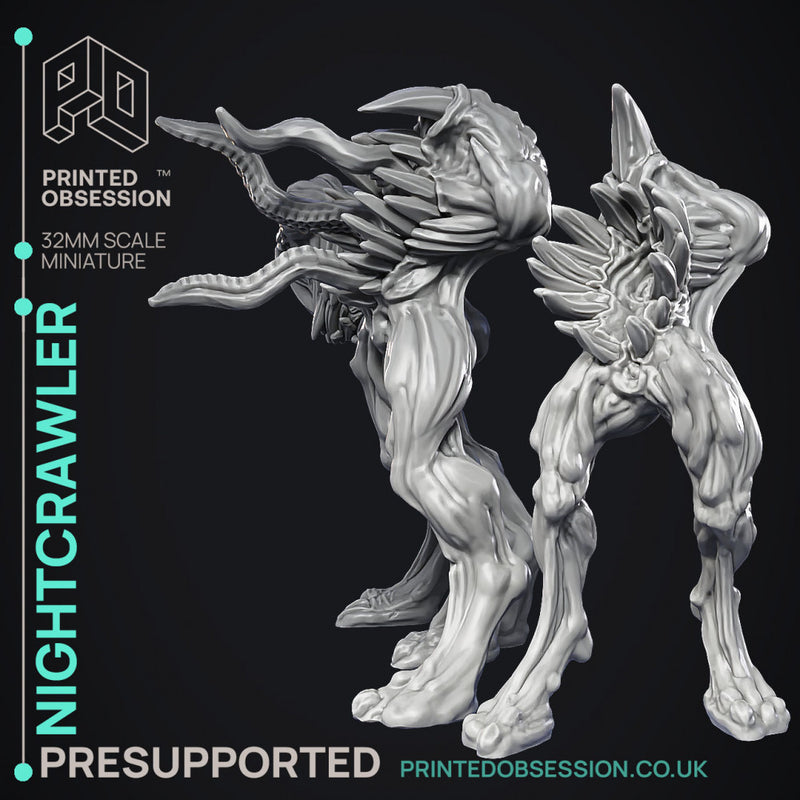 Night Crawler - 3 Models - Cryptids of the Darkwoods -  PRESUPPORTED - Illustrated and Stats - 32mm scale