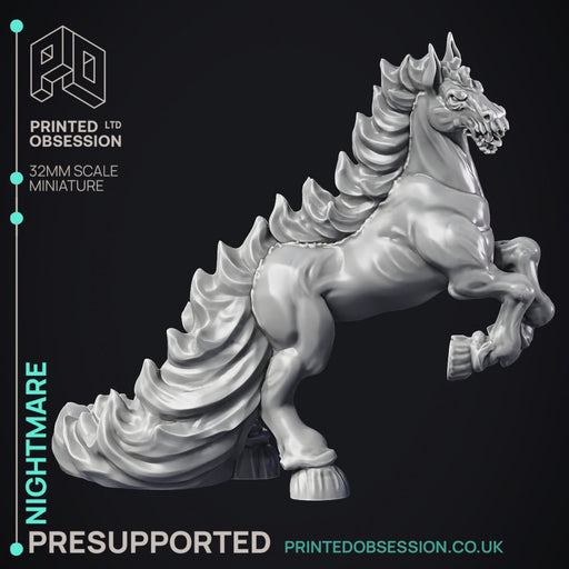 Nightmare - Large Demon Horse - PRESUPPORTED - Hell Hath No Fury - 32mm Scale - Only-Games