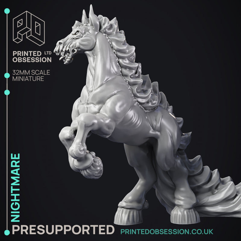 Nightmare - Large Demon Horse - PRESUPPORTED - Hell Hath No Fury - 32mm Scale