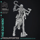 Old Hero - Barbarian -  PRESUPPORTED - Illustrated and Stats - 32mm scale