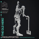 Old Hero - Barbarian -  PRESUPPORTED - Illustrated and Stats - 32mm scale
