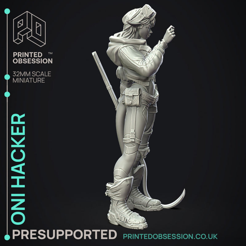Oni Hacker - Cute Female Desktop Girl - PRESUPPORTED - 120mm
