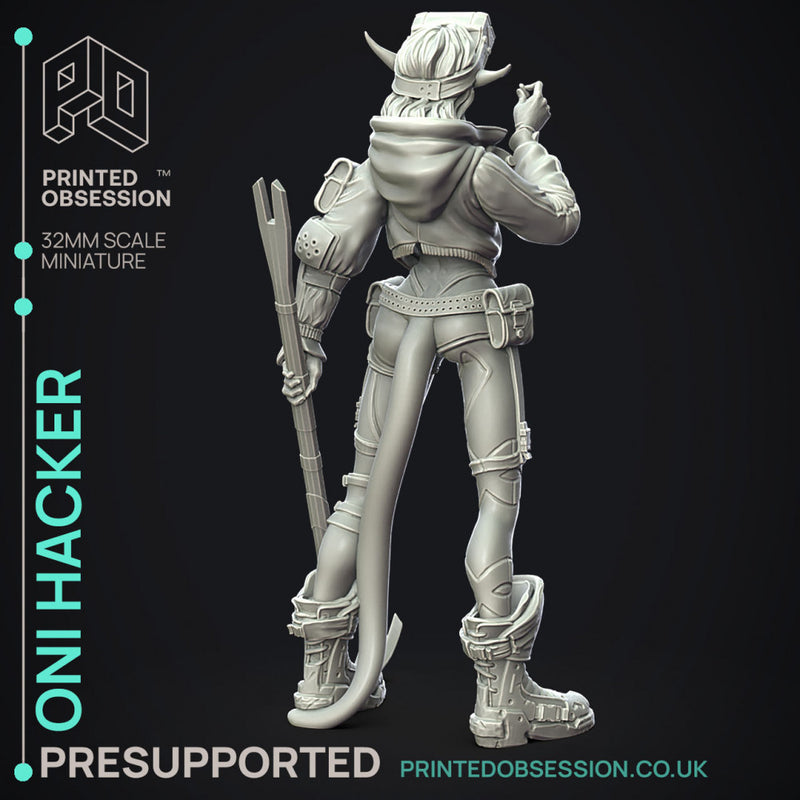 Oni Hacker - Cute Female Desktop Girl - PRESUPPORTED - 120mm