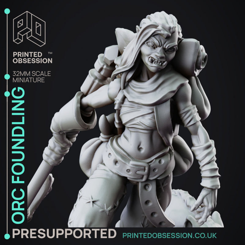 Orc Foundling - Female orc Foundling - PRESUPPORTED - 32mm scale