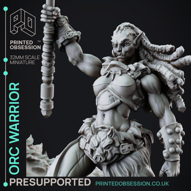 Orc Warrior - Female Orc Foundling - PRESUPPORTED - 32mm Scale