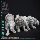Tabaxi Trader & Pack Cats - Tabaxi Caravan - PRESUPPORTED - 4 models - 32mm Scale - Illustrated & Stats