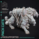 Tabaxi Trader & Pack Cats - Tabaxi Caravan - PRESUPPORTED - 4 models - 32mm Scale - Illustrated & Stats